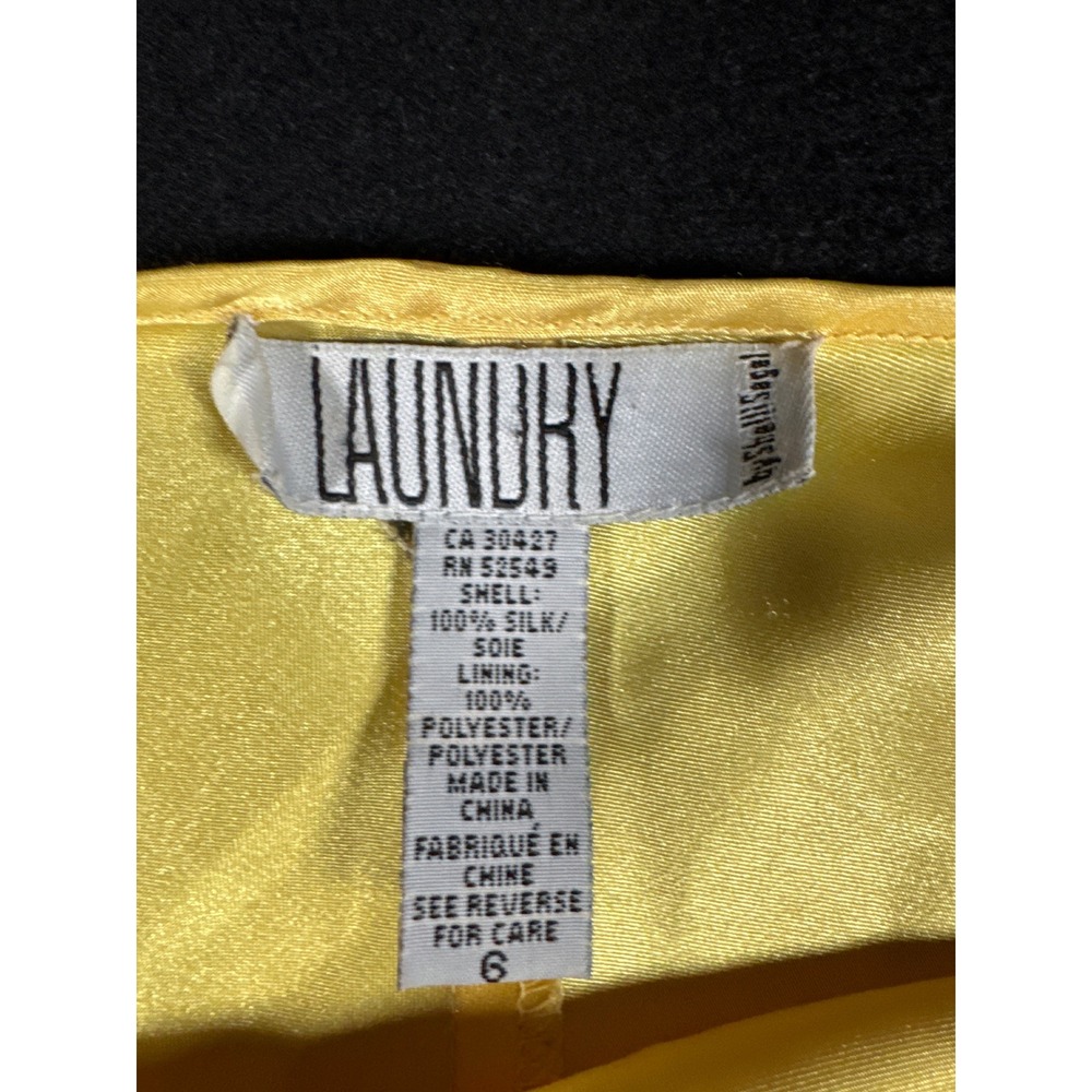 Laundry by Shelli Segal Yellow 100% Silk Midi Slip Dress V-Neck Size 6 - Picture 6 of 10